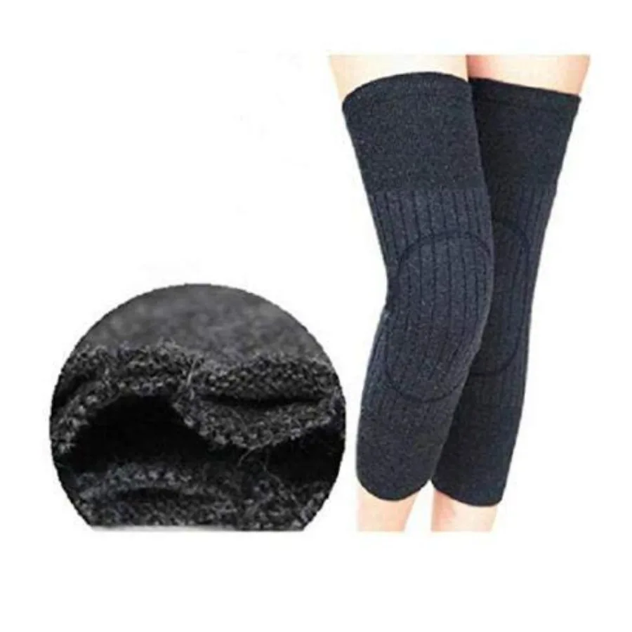 Ginocchiera unisex invernale calda addensata in lana di cashmere, cuscinetti di supporto, scaldamuscoli, maniche sottili al ginocchio per uomini e donne, sport e Dai