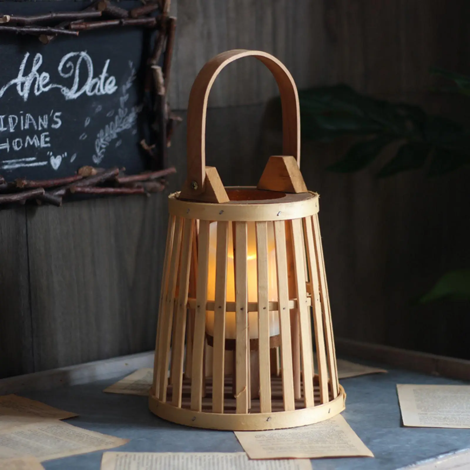 Wander Cloudly Chinese Bamboo Rattan Lantern with Handle Hanging Rattan Woven