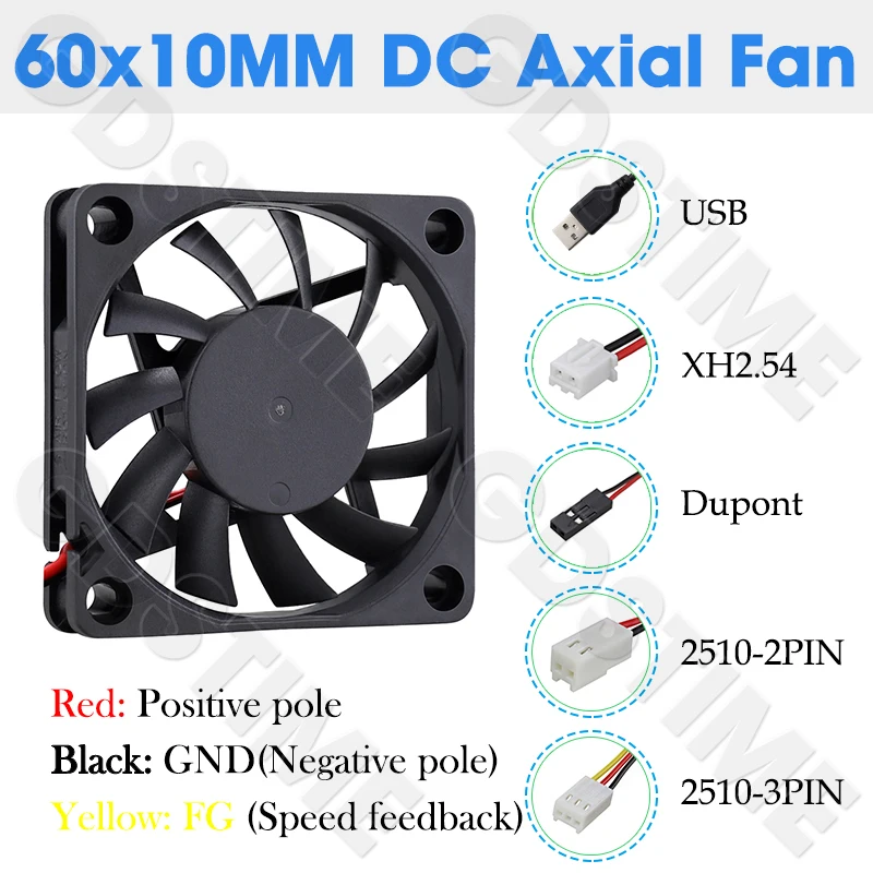 GDSTIME 60mm Fan 24V 12V Fan 60x60x10MM CPU Cooler 5V USB Computer Fan 6010 Ventilator for PC Case GPU Cooling 6CM Brushless Fan - view 3