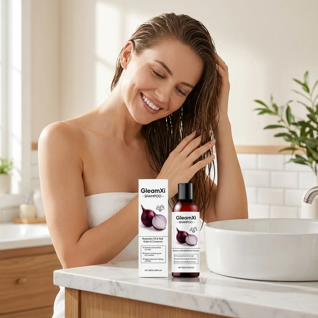 Red Onion Hair Thickening Shampoo - Gentle Scalp Cleansing, Controls Frizz for Silky Smooth & Long-Lasting Shiny Hair