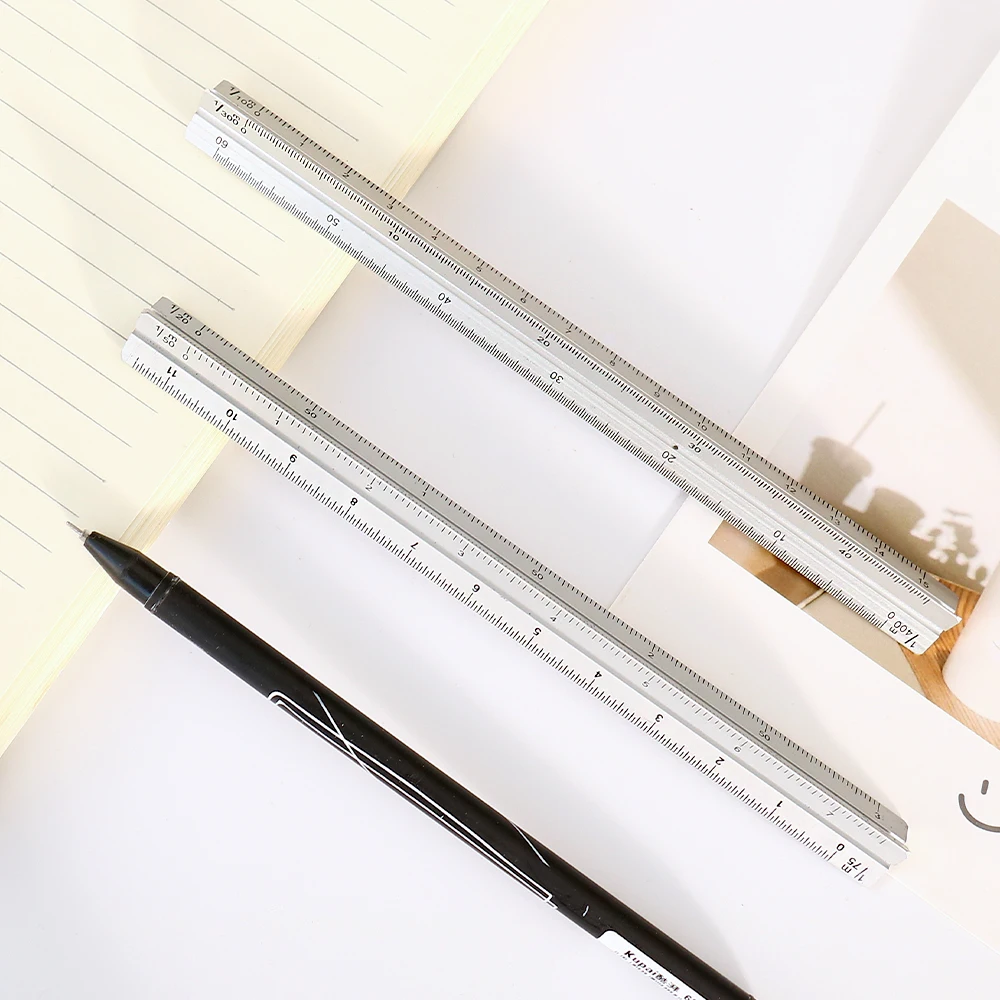 high quality sliver 15cm aluminum triangular scale ruler aluminum 1:20 - 1:600 alloy metal scale regua desenho