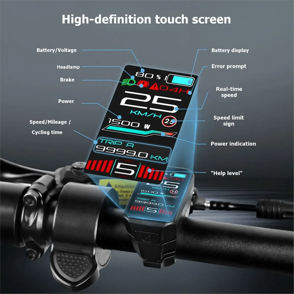 

AB31 Display VD18MT Electric Bike Computer Display for Bafang CAN Protocol Ebike Mid Drive Motor 5Pin Ebike Display