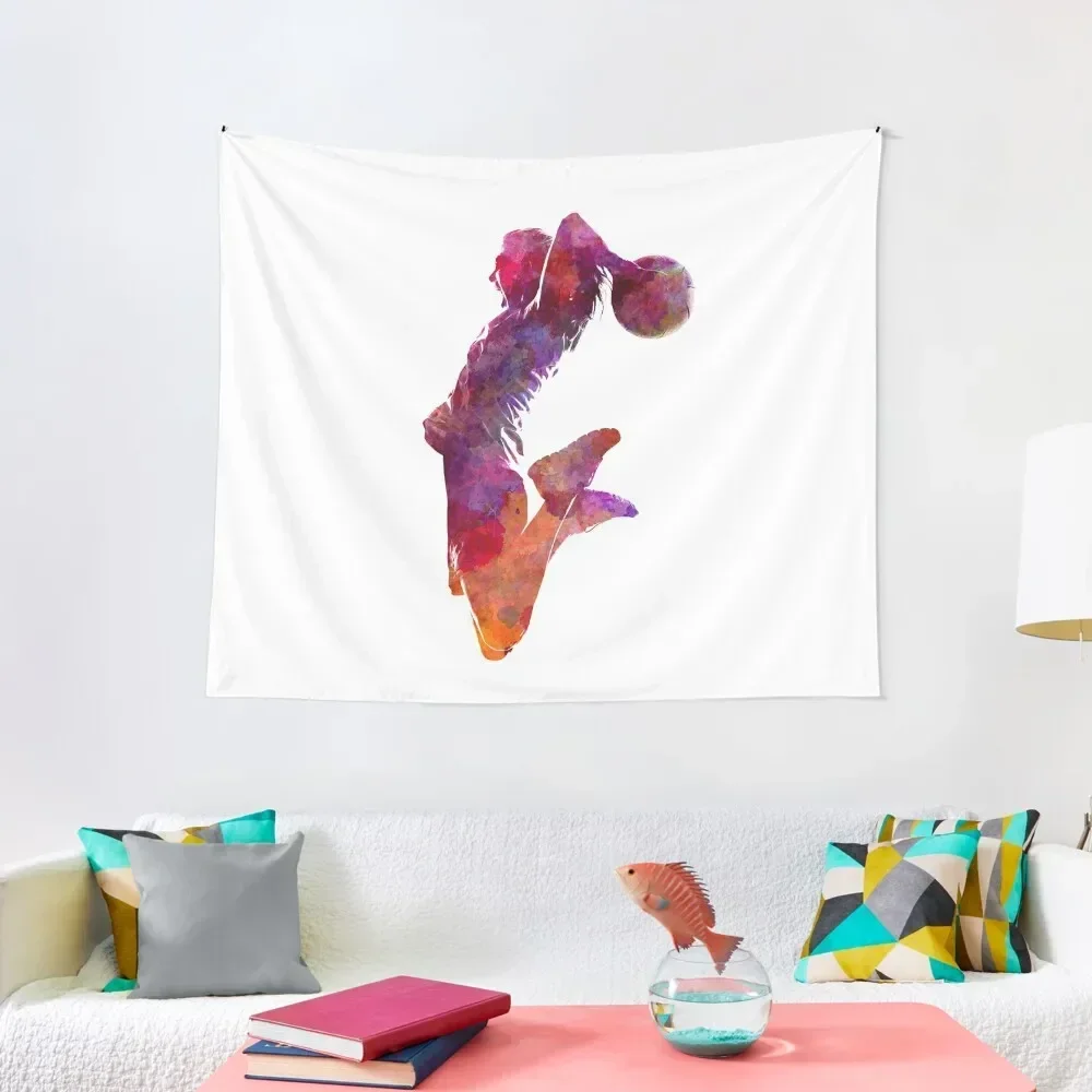 

Young woman basketball player 01 in watercolor Tapestry Decoration For Home Decorations For Room Decoration Bedroom Tapestry