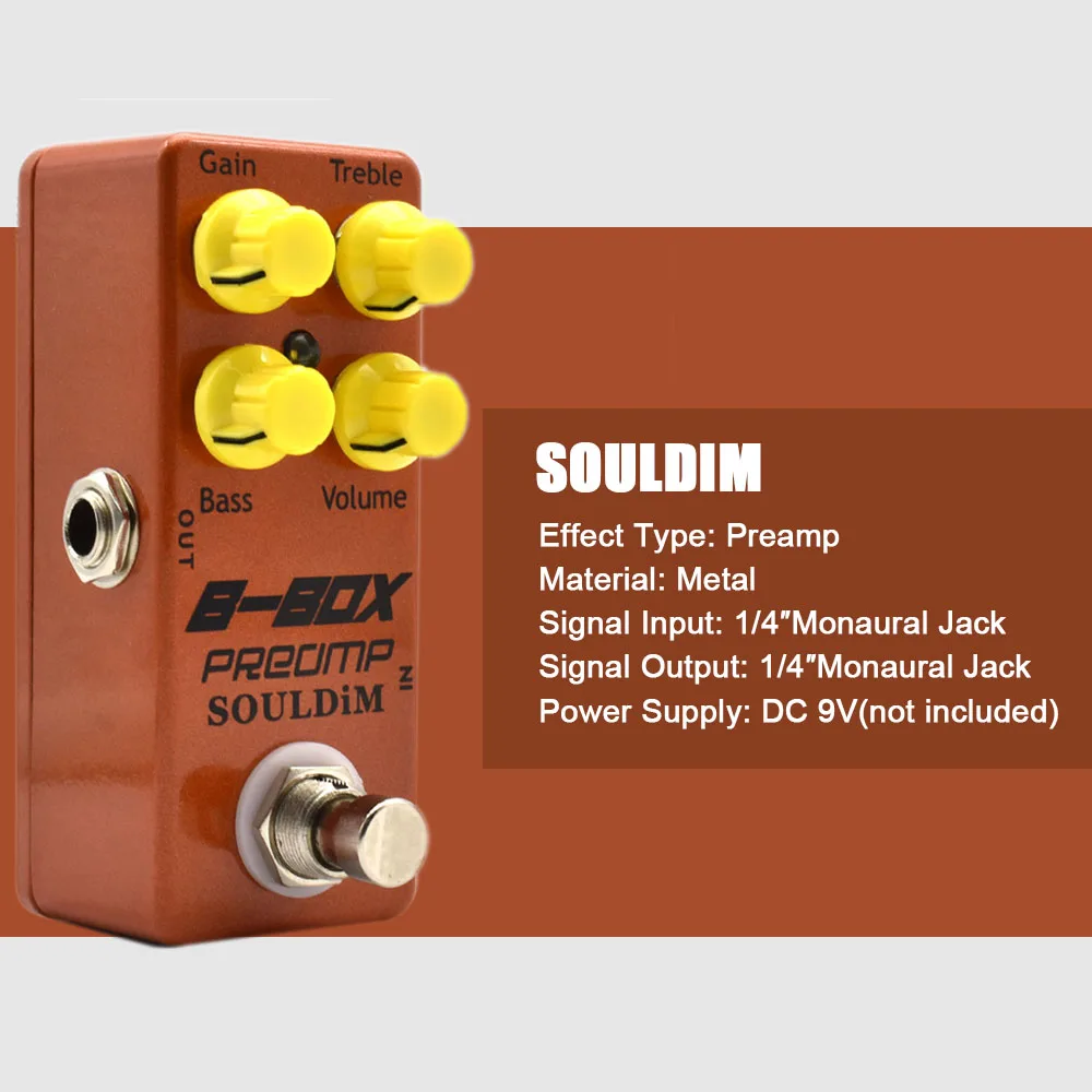 

SoulDiM B-Box Электрогитарный предусилитель Педаль эффектов Overdrive Цельнометаллический корпус True Bypass