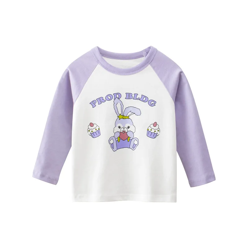 Spring Autumn Girl long Sleeve T-shirt Cotton Casual Comfortable Loungewear Cartoon Rabbit Pattern Children T-Shirt Good Quality