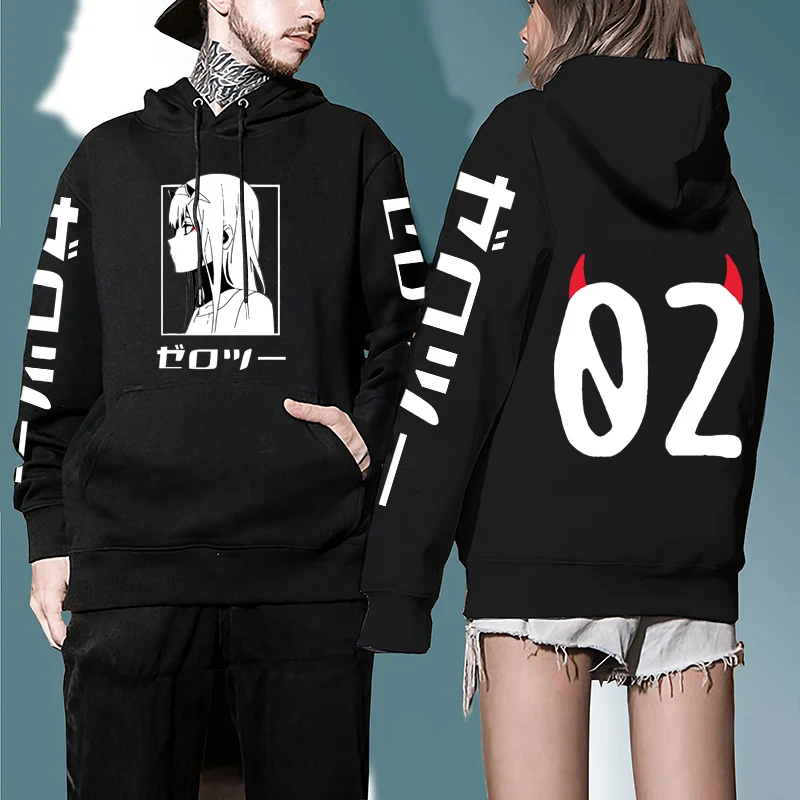 Darling In The Franxx Anime Hooded Zero Two Graphic Print Hoodie Women Pullovers Plus Size Sweatshirt Female Streetwear Clothing