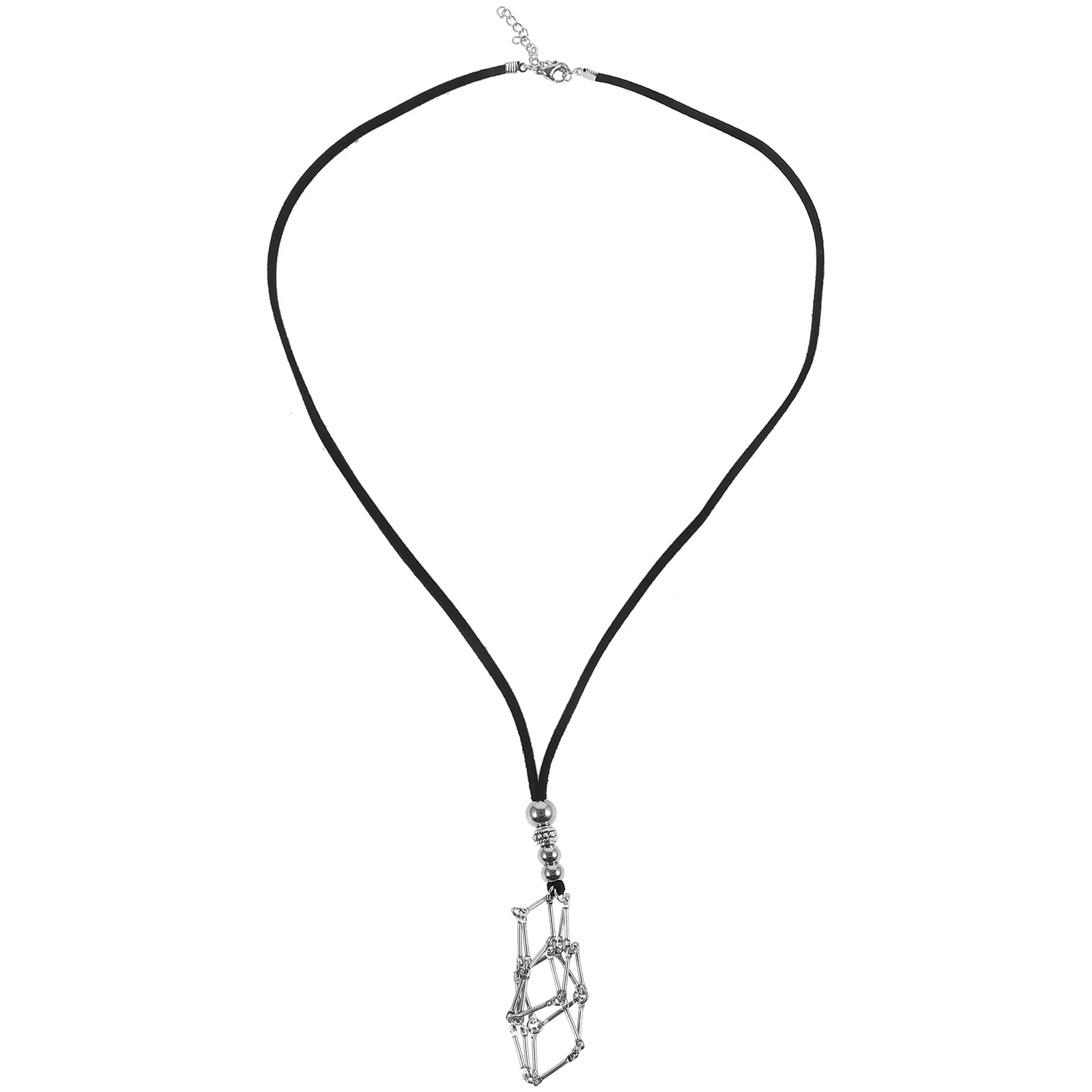 

Adjustable Necklace Cord Crystal Pendant Holder Empty Stone Net Cage Size M DIY Accessories Crystal Cage Necklace