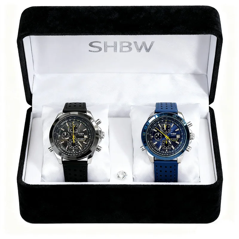 2025 SHBW ساعة كوارتز عصرية فاخرة للرجال - سوار دائري من الفولاذ المقاوم للصدأ |   ، تقويم مضيء، 3Bar مقاوم للماء، متعدد الوظائف