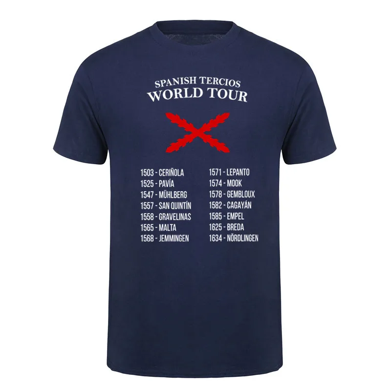 Batallas De Los Tercios Spanish Tercios World Tour T Shirt Cotton Short Sleeve O-Neck T-shirt Casual Unisex Top DY-417