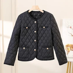 Light Thin Women's Cotton Coat Short Round Neck Autumn And Winter Fashion Ladies Coat Bottoming Keep Warm Cotton-Padded Jacket