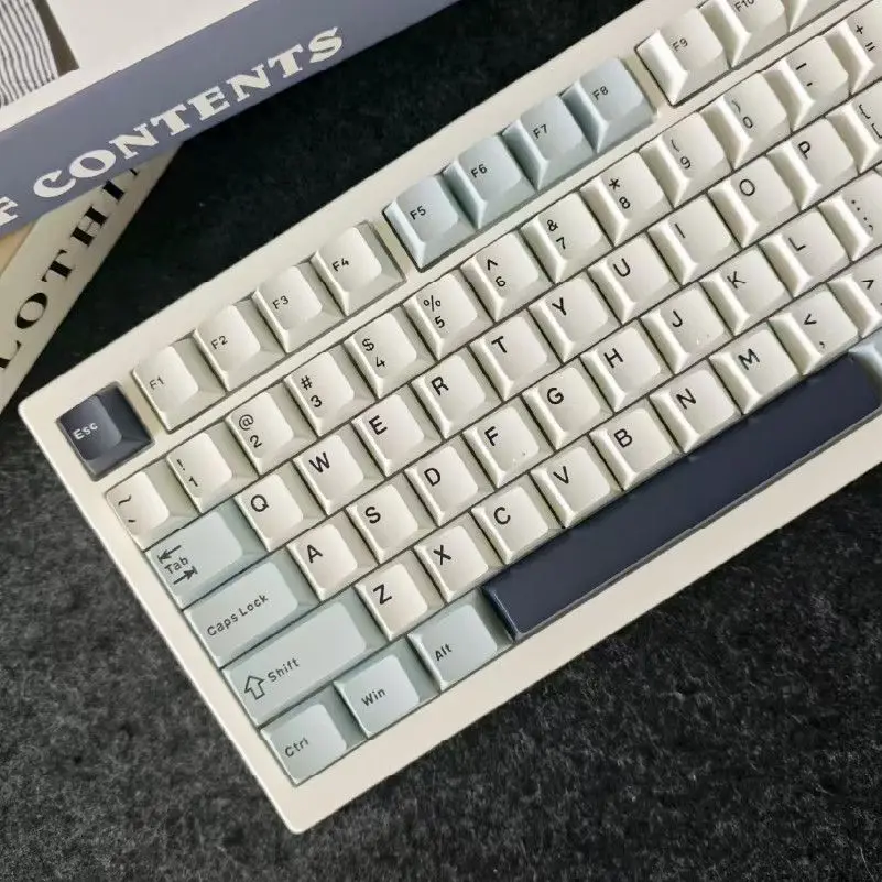 Blue white black keycaps PBT personalized splicing wooting keys  mechanical keyboard keycaps DIY customized 68 87 keys 108 keys