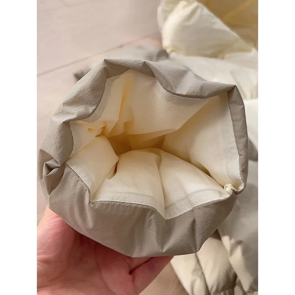 2025年女性用冬用厚手暖かいロングパファージャケットふわふわホワイトダックダウンジャケットフード付き女性用ファッションフェイクツーピースパーカー