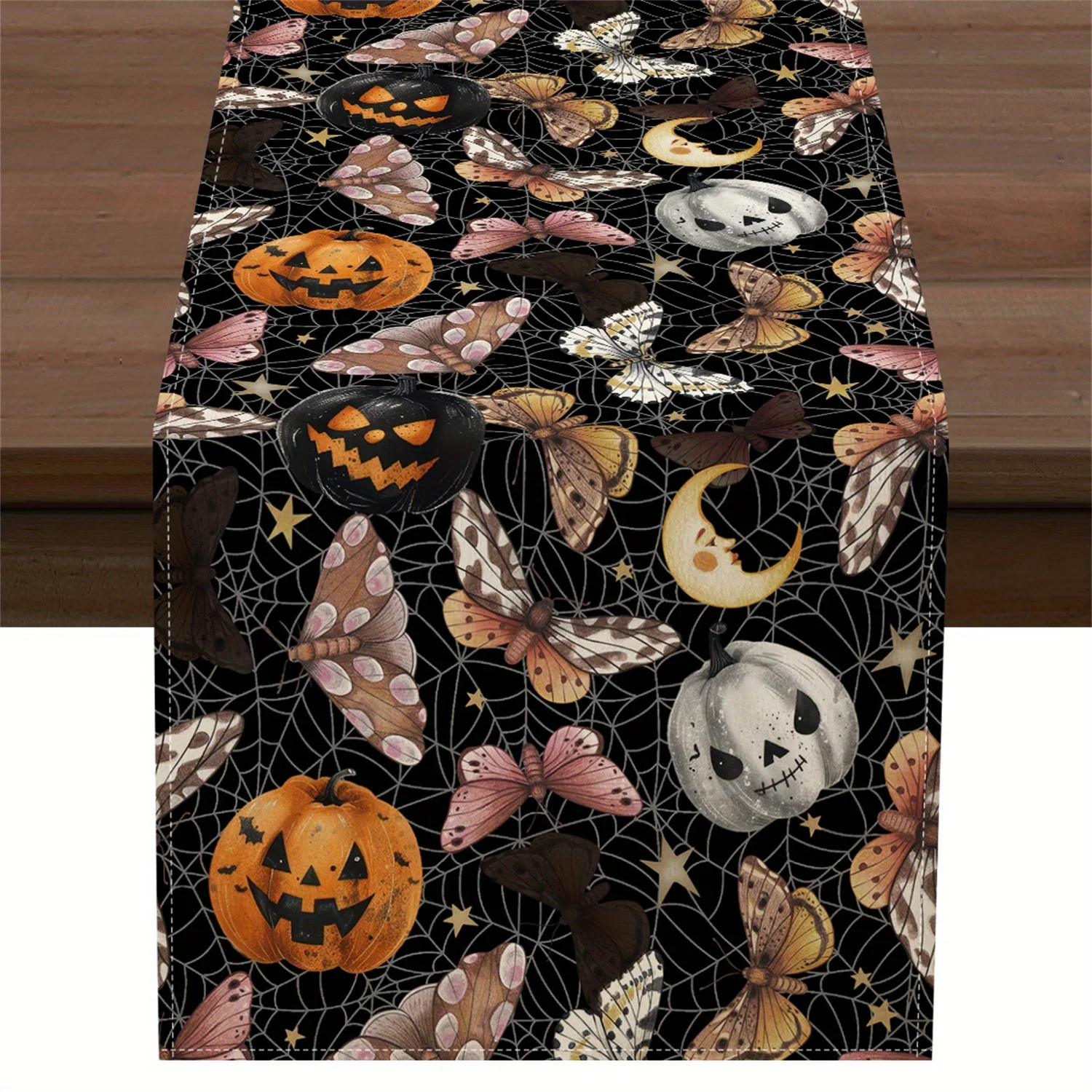 شبكة عنكبوت بوهو للهالوين مع عث اليقطين والنجوم لتزيين المطاعم ومفرش طاولة للحفلات والمناسبات الاحتفالية والنهار المقدس د