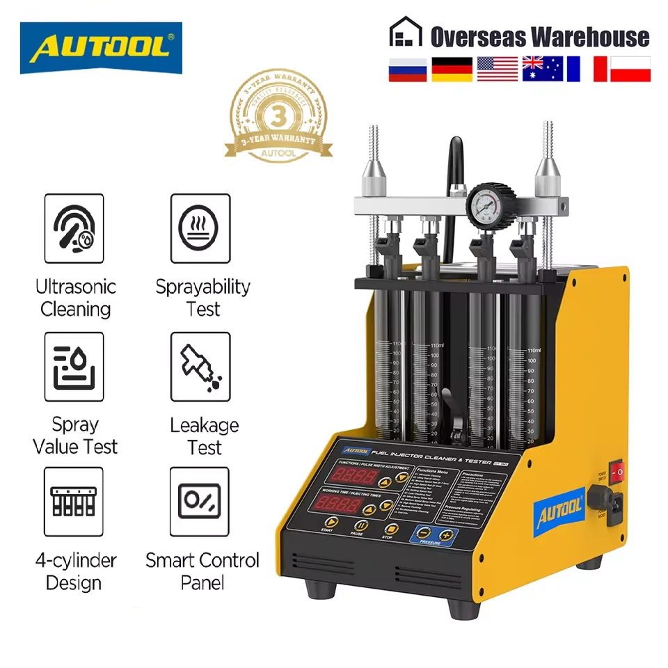 AUTOOL CT150 Car Fuel Injector Cleaner Tester Motorcycle Petrol Injection Nozzles Ultrasonic Cleaning Testing Tool 4 Cylinders