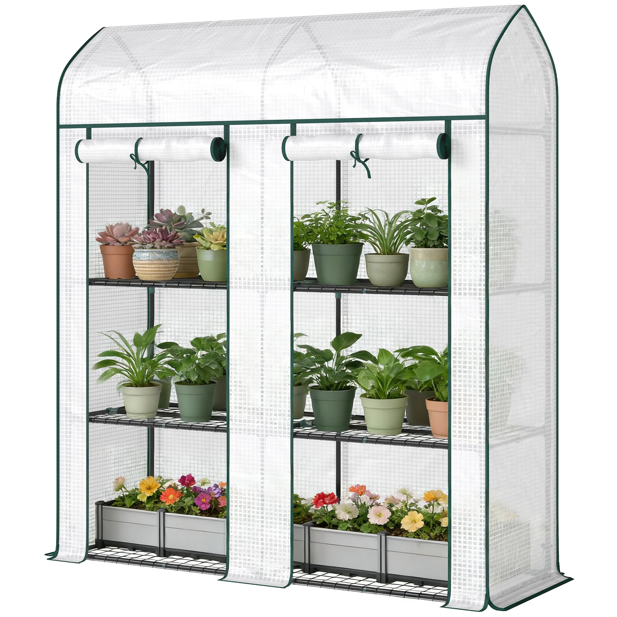 3 Tier Mini Greenhouse, Small Portable Greenhouse, White