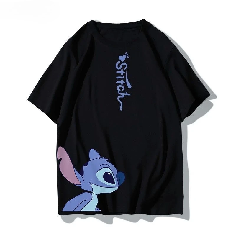 Stitch Women T-shirt Disney Short Sleeve Cartoon Print T-shirt Casual Fashion Men's Summer Oversized Clothing Couple Top T-Shirt