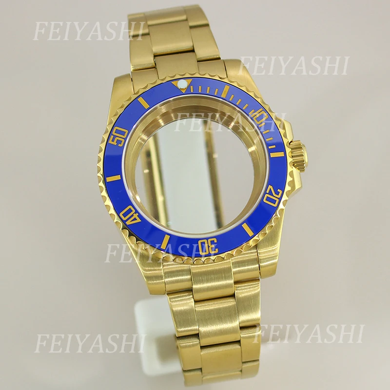 

Gold 40mm Dive Watch Case Sapphire Crystal Glass For Seiko NH35 NH34 NH36 NH38 Miyota 8215 ETA 2824 Movement 28.5mm Dial Parts