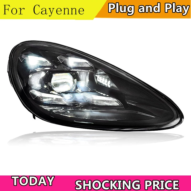 All LED Head Lights For Porsche Cayenne Headlights 2011-2018 LED DRL Running Light LED Low Beam+High Beam Assembly