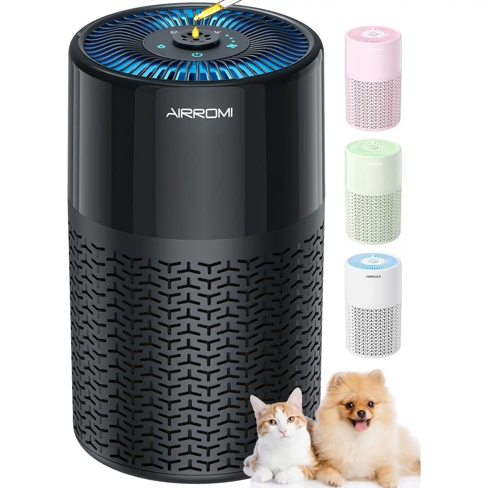 

Air Purifier with HEPA Deodorizing Carbon Filter, Fragrance Sponge, Night Light, Pet, Smoke, Odor, Air Cleaner A2002 Black