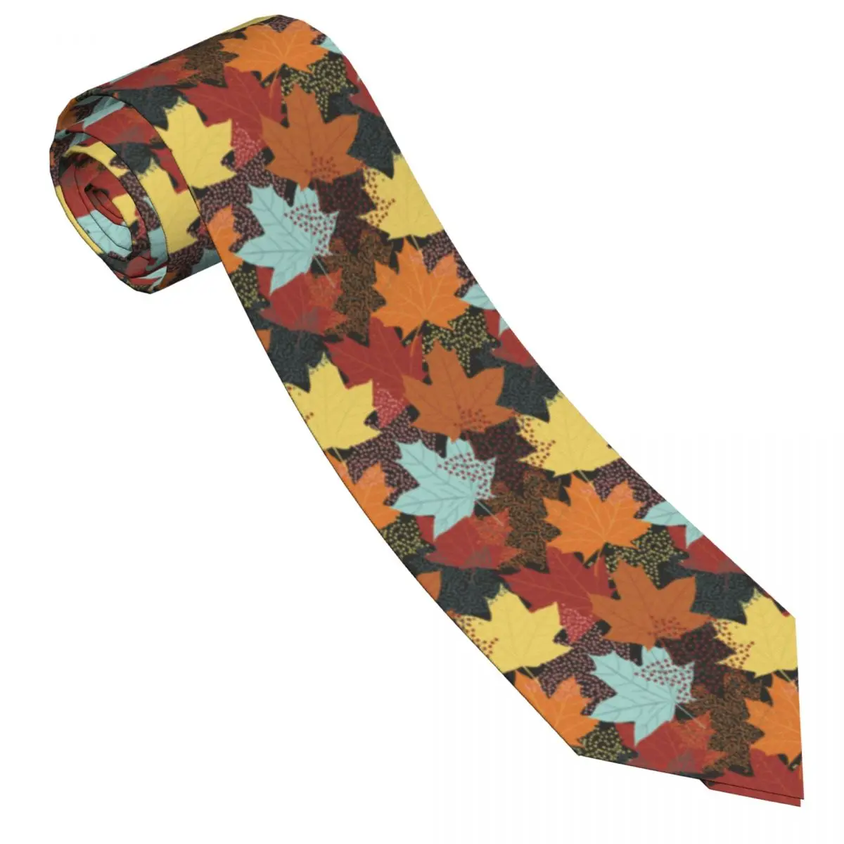 Abstract Maple Leaves Tie Thanksgiving Halloween Neck Ties For Unisex Adult Cosplay Party Quality Collar Tie Necktie Accessories