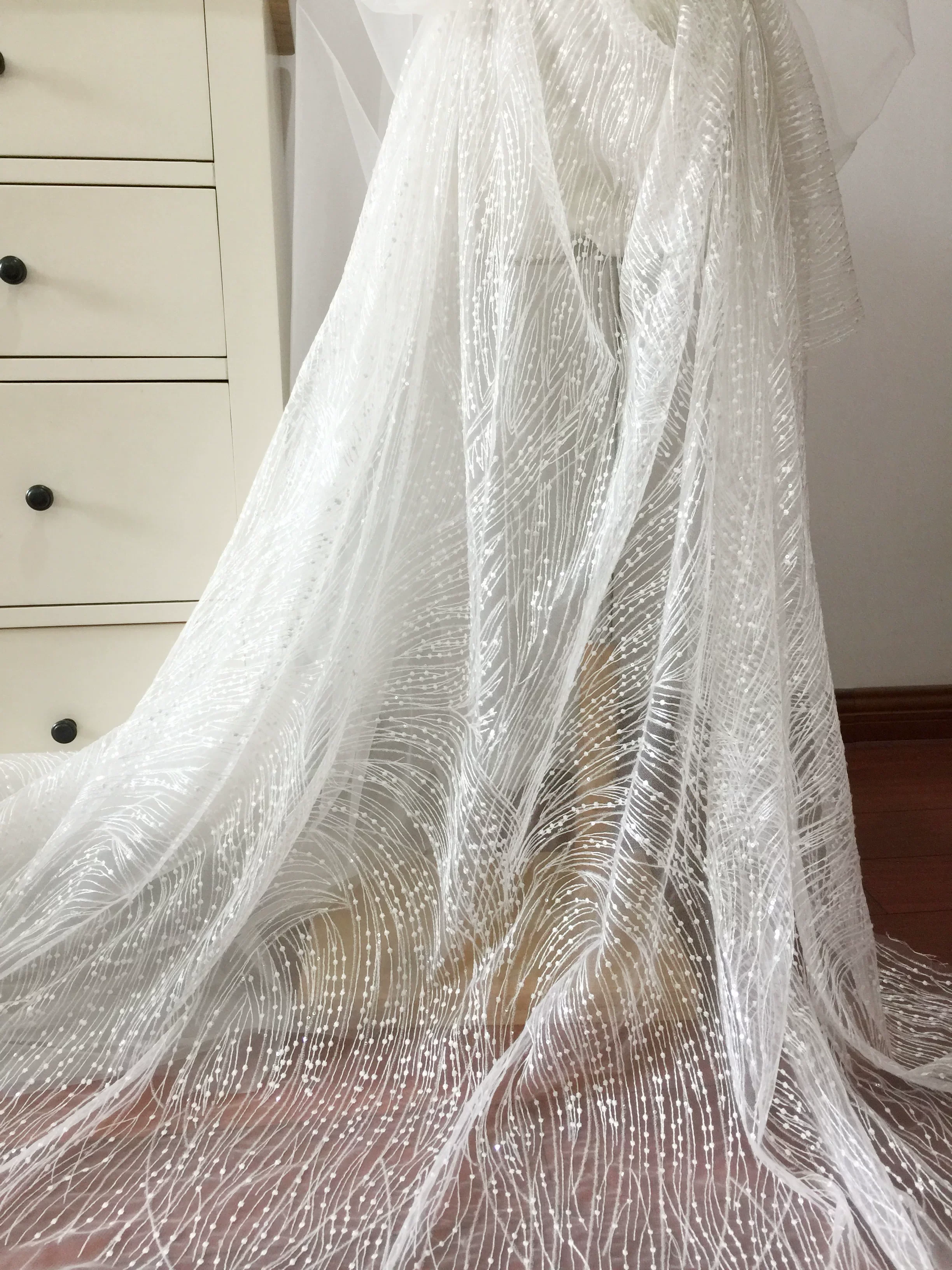 1yard soft mesh fabric sequin random pattern diagonal embroidery telas Wedding Dress cheongsam matirial fabric for dress