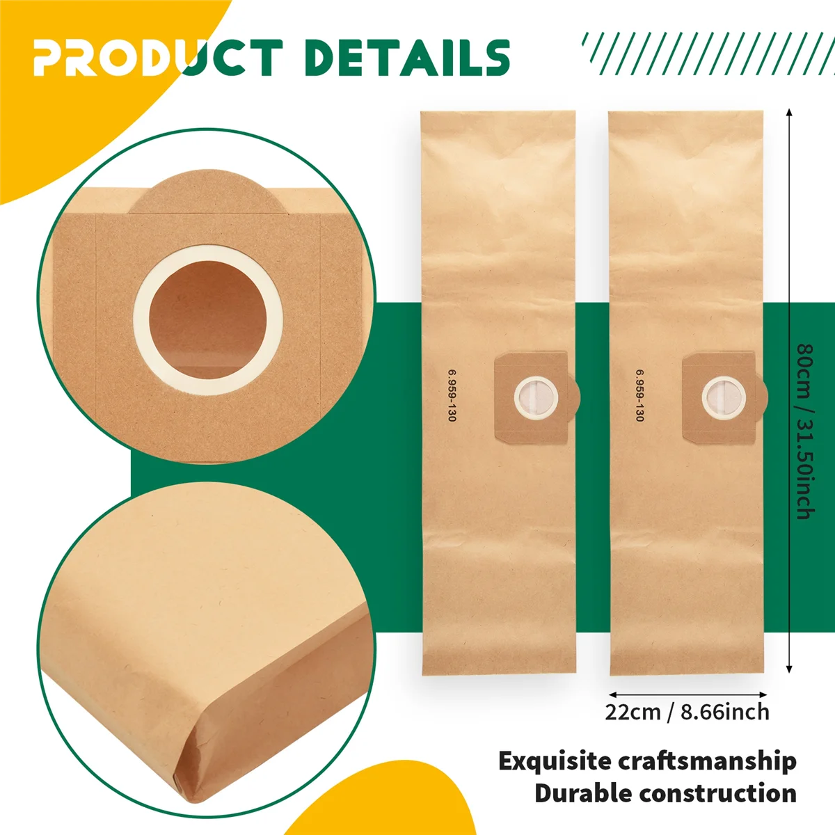 popular 15 Pcs Vacuum Cleaner Bag for Karcher 6.959-130.0 Filter Bags for A2201 WD3 Paper Bag Wet & Dry Vacuum Cleaner Parts