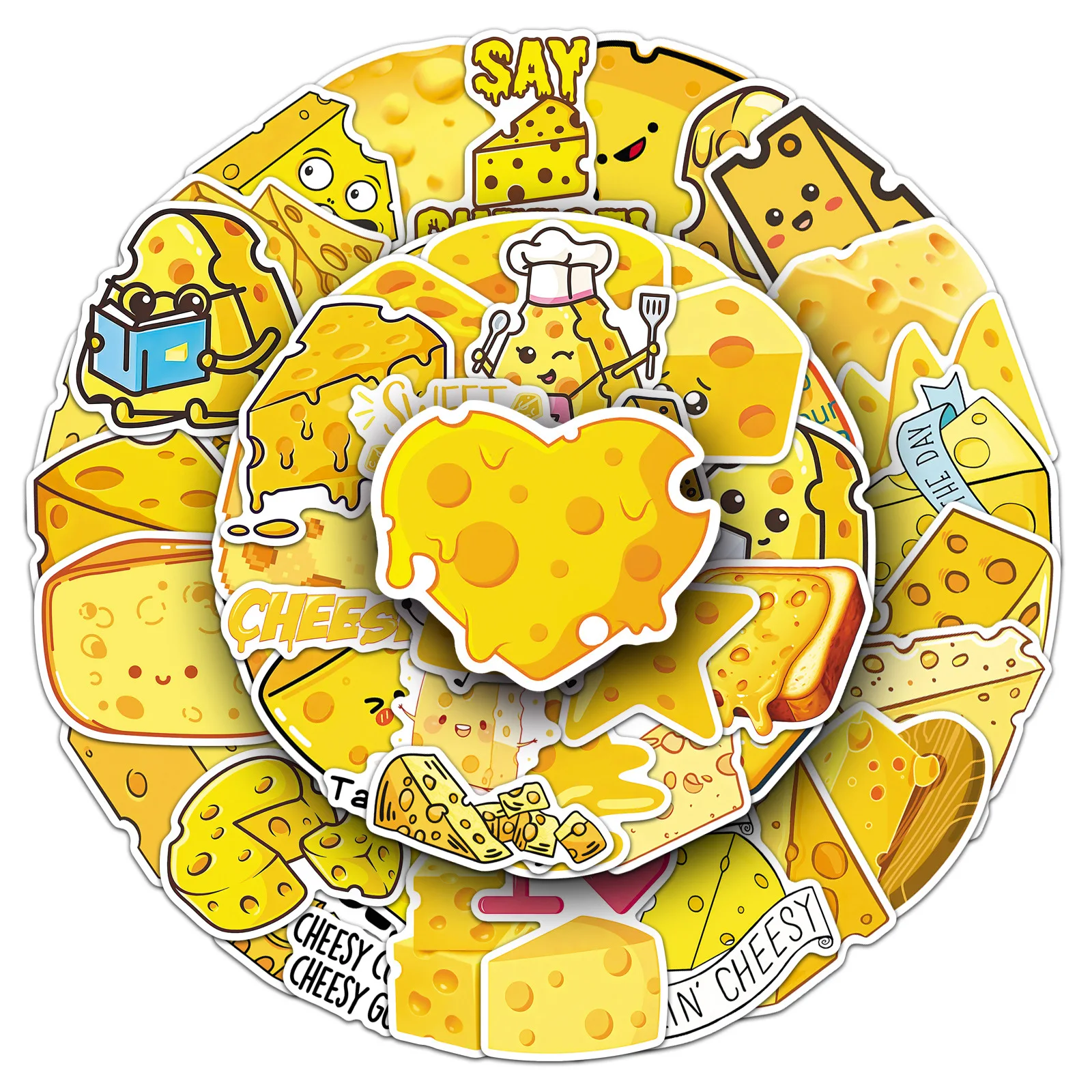 10/50PCS Leuke Kaas Meme Graffiti Stickers Kawaii Voedsel Cartoon Decal DIY Notebook Telefoon Gitaar Skateboard Klassieke Kid speelgoed