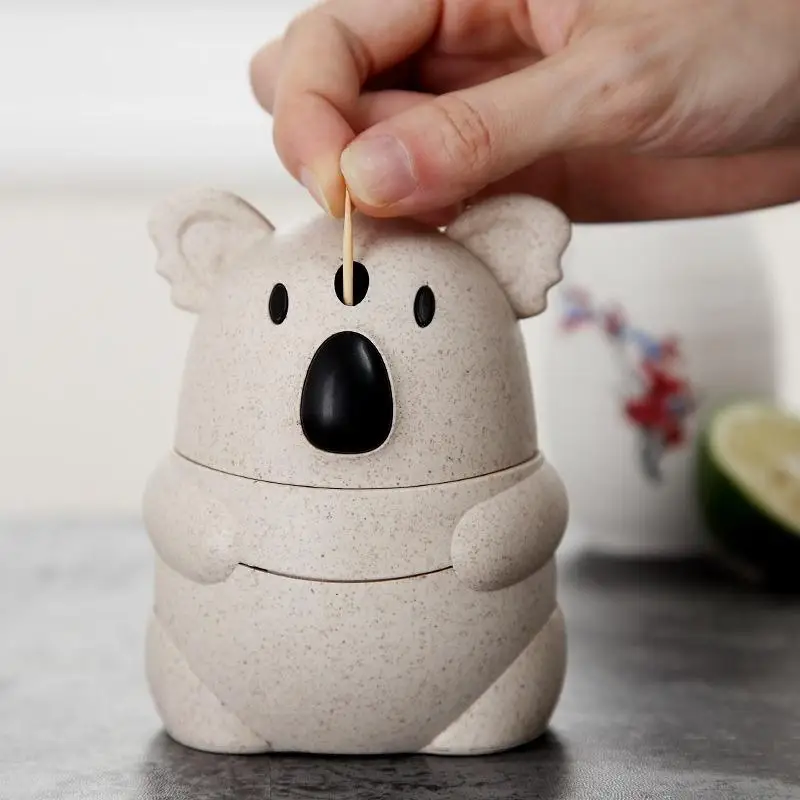 1 Pc Cartoon Koala Automatic Toothpick Holder Creative Kitchen Table Storage Box Organizer Lovely Home Decor