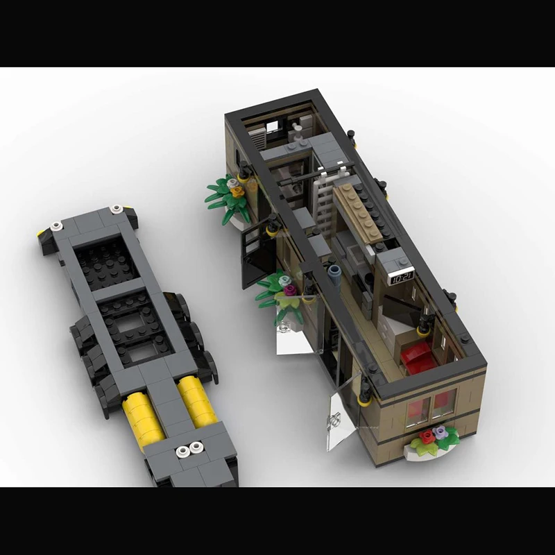 Blocs de construction Moc, petite maison sur roues, 4 modèles de technologie, briques, bricolage, vue sur la rue, modèle d'assemblage, jouets, ensemble cadeaux