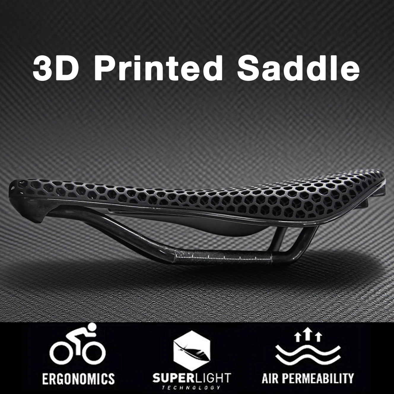 

3D Printed Ultralight Bicycle Saddle Carbon Saddle, 250x140mm Bicycle Seats 3K for MTB Road Gravel Bike Seat Parts No Logo