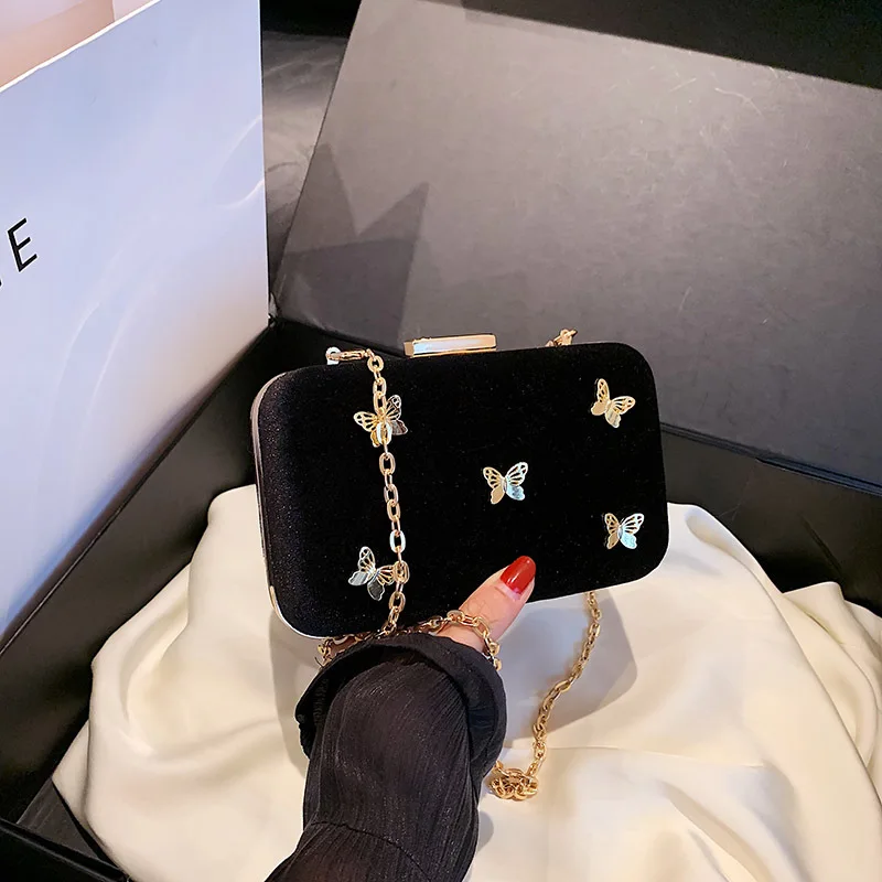 Осень 2025. Новинка! Изысканная сумка-коробка с украшением в виде бабочки — стильная сумка-мессенджер с цепочкой для индивидуальной моды