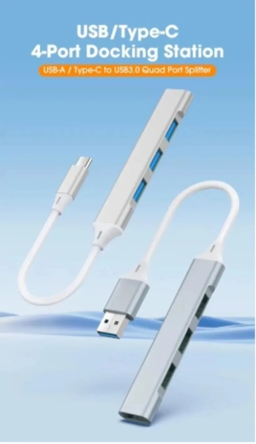 4 Port USB 3.0 /Type C Hub Splitter Adapter High Speed 5Gbps OTG for MacBook Pro 13/15 Air Xiaomi Huawei PC&Computer Accessories