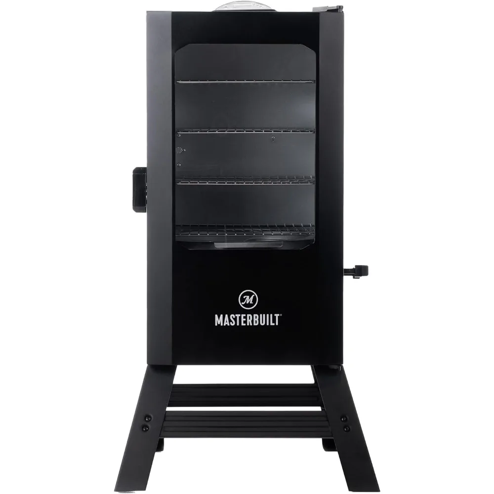 30-inch Digital Electric Vertical BBQ Smoker with Leg Kit, Side Wood Chip Loader and 710 Cooking Square Inches in Black