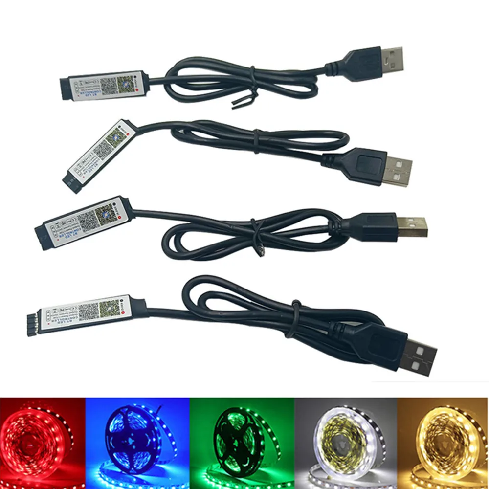 Mini RGB Bluetooth-compatible Controller Music LED Light Strip Controller for RGB Tape Lights Smart APP Control DC 5V 12V 24V