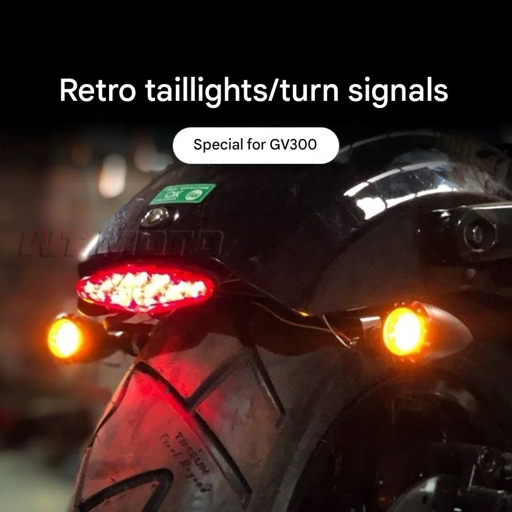 Short Tail License Plate Bracket Kit Retro 3‑in‑1 LED Rear Tail Light For HYOSUNG GV300S Aftermarket Modification Parts