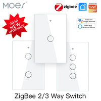 MOES ZigBee Touch Smart Light Switch With Neutral/No Neutral , US Wall Switch No Capacitor Smart Life/Tuya Works with Alexa