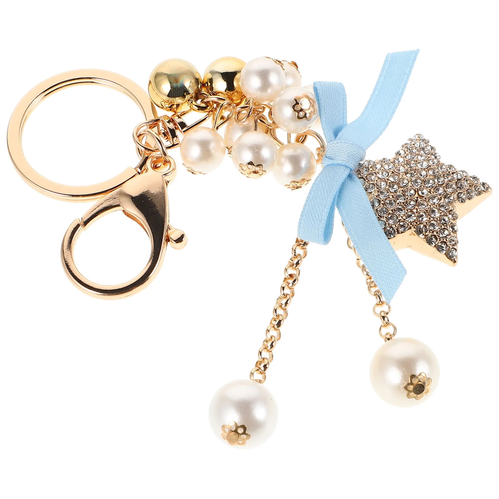 Key Ring Bow Keychain Car Cute Handbag Pendant Rings Knot Wallet Sky-blue for Backpack Miss