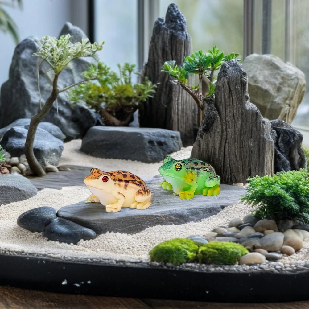 

1 Set Mini Resin Frogs Lotus Leaf Figurines Micro Landscape Decor For Diy Moss Garden Bonsai Kawaii Garden Ornament Accessories