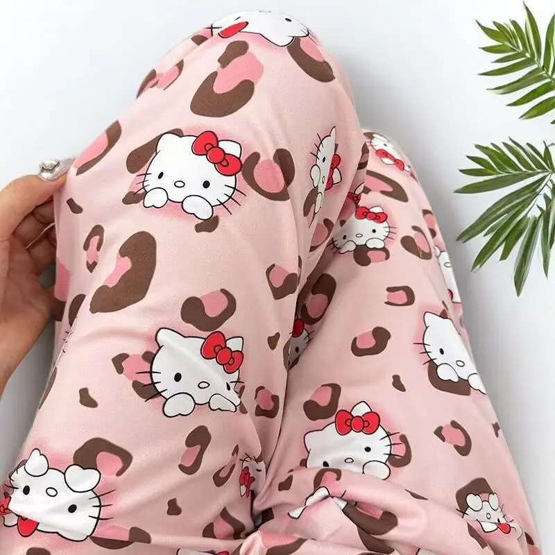 

S M L XL Cartoon Pattern Women's Summer Thin Loose Hello Kitty Y2k Cartoon Casual Walking Pajama Pants Loungewear Fashion Pants