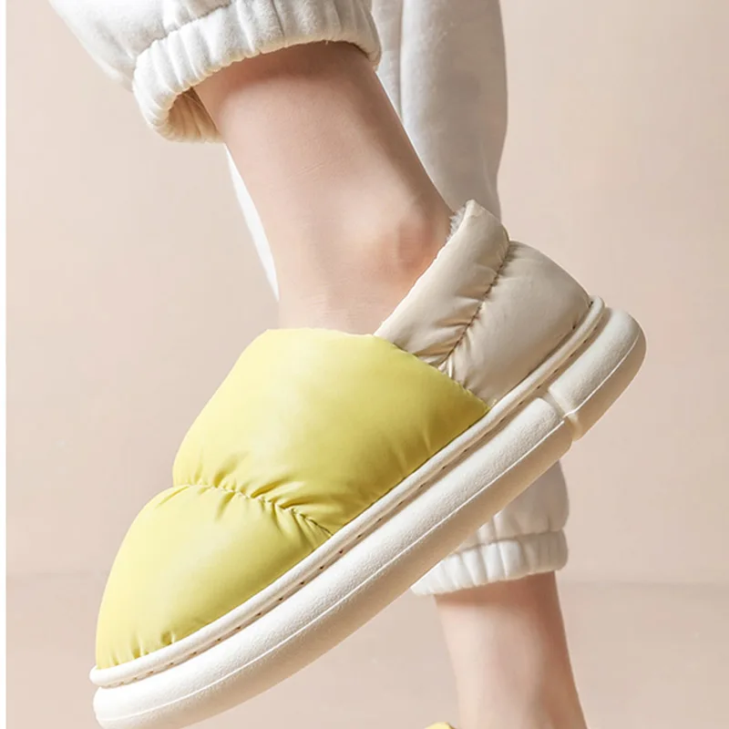 

Winter Cotton Slippers for Men and Women - Outdoor Waterproof Anti-Slip Indoor House Shoes with Fur Lining Insulated Thick Warm