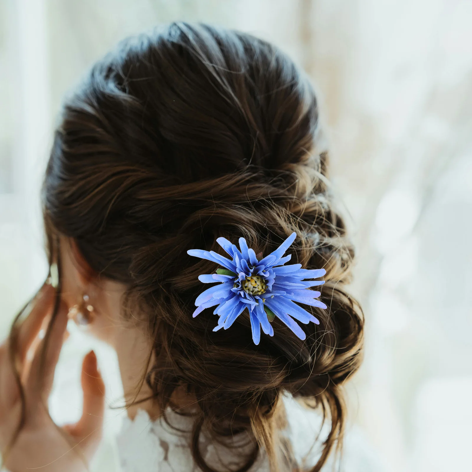 

10Pcs Fabric Fake Daisy Silk Chrysanthemum Flower Heads for DIY Wreath Making Hair Clips Artificial Floral Decorations