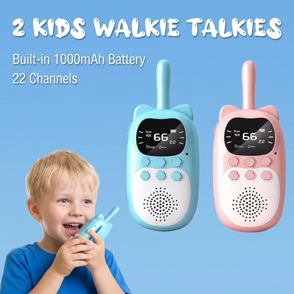 子供用トランシーバー-充電式-1000mah内蔵バッテリー-22チャンネル-長距離通信-ポータブルラジオ-おもちゃ-アウトドアアドベンチャー用