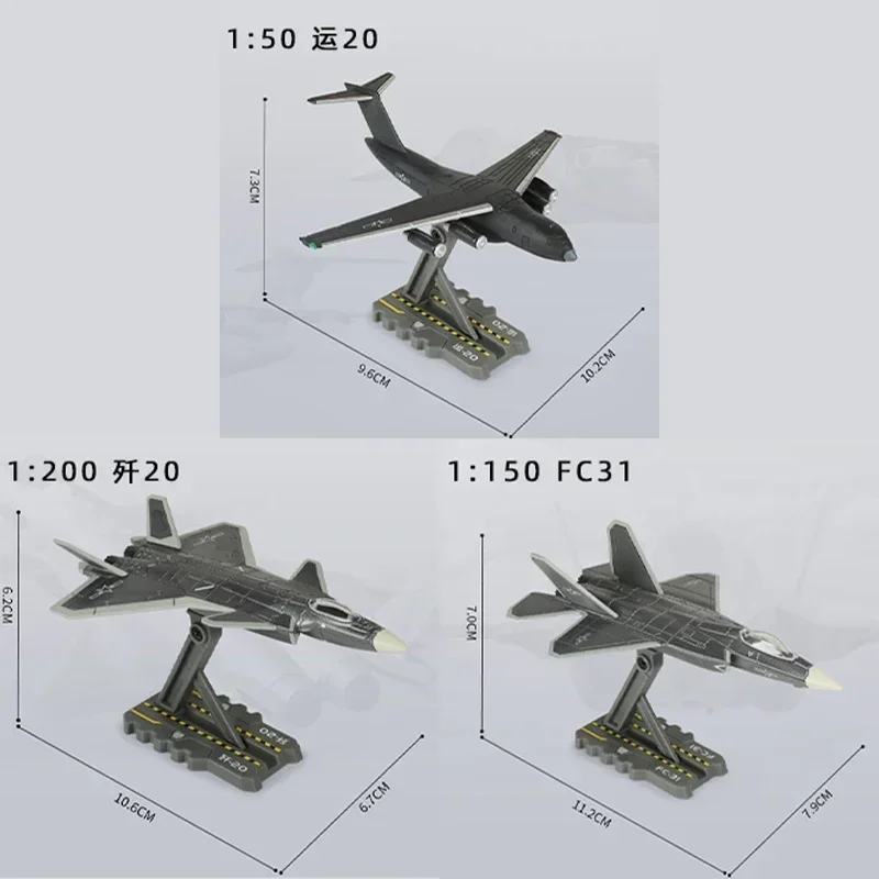 FC31 Fighter J-20 Fighter Y20 Transport Alloy Aircraft Model Kids Toys Boys Car Friends Gifts Collect Ornaments