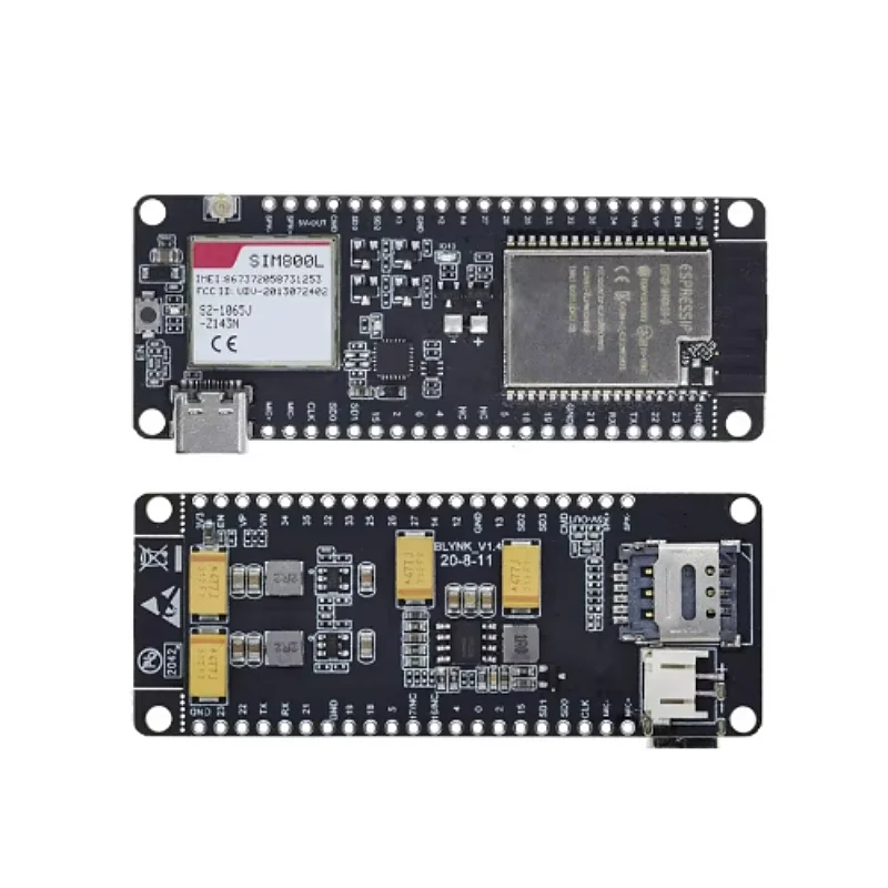 TTGO t-call V1.3 ESP32 wireless module, SIM antenna, SIM card, SIM800L module and GSM/GPRS arduino antenna