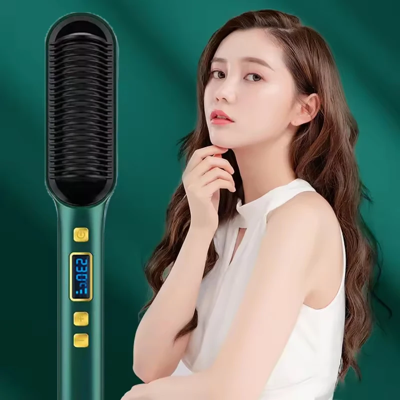 

LCD straightening comb dual-useforstraighteningandcurlinghair fringe styling scalpmassager flat iron lazy straightening comb