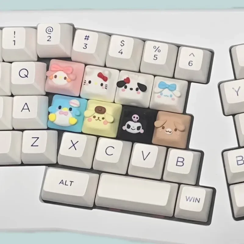 

MINISO Sanrio аниме Kawaii Kuromi колпачки для клавиш в мультяшном стиле механические колпачки для клавиш милые колпачки для клавиш из ПБТ аксессуары для клавиатуры