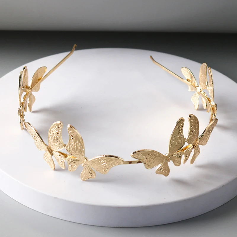 

Gold Plated Metal Butterfly Headband for Women Luxury Hair Band Bride Fashion Accessories Wholesale