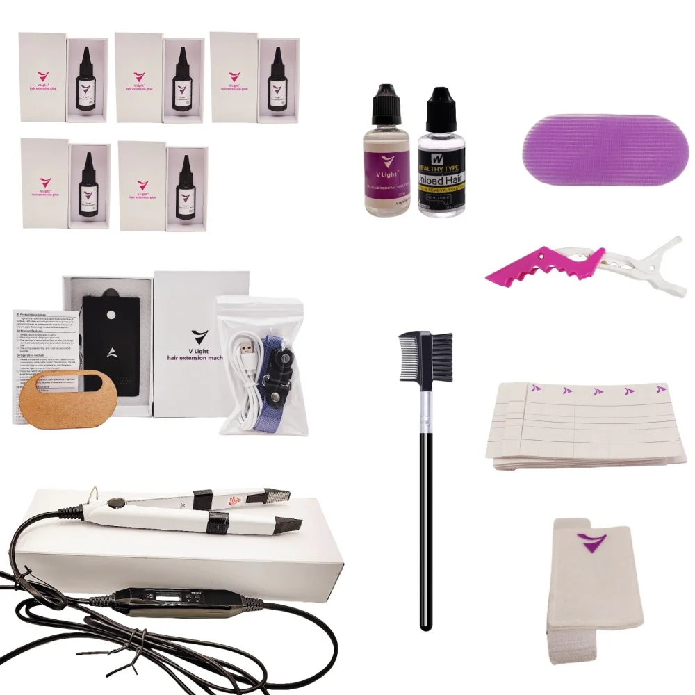 2024 V-Light Technology Hair Extension Set Wig Hair Piece Real Hair Fast Grafting Tool Firm Hair Extension Tool