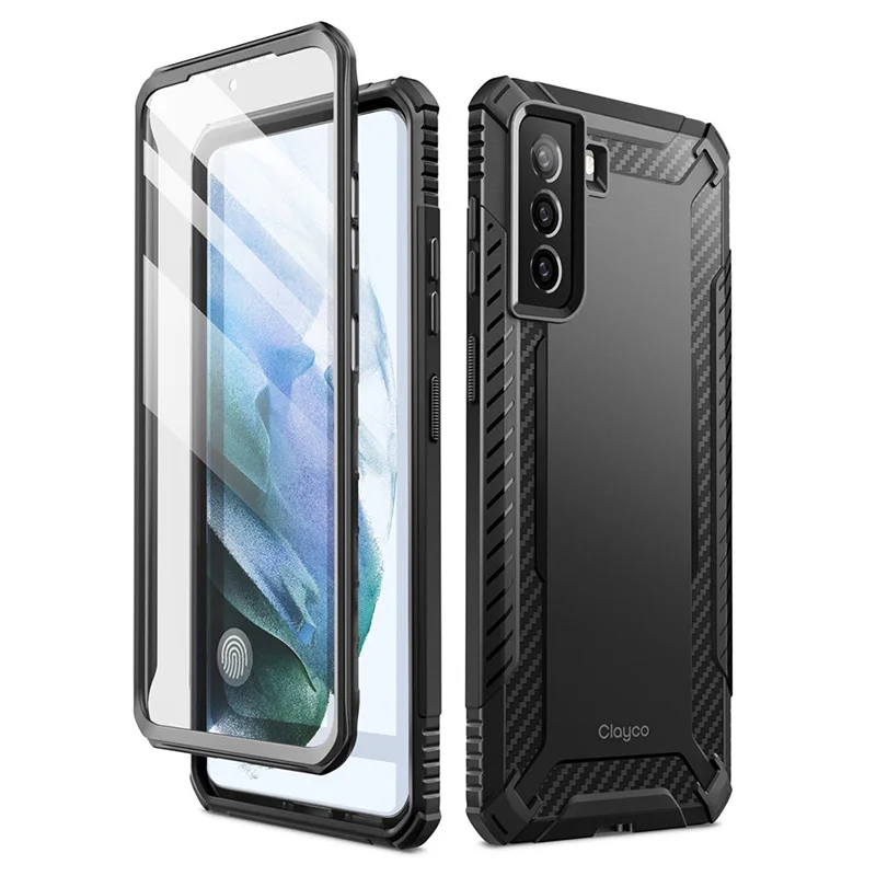 CLAYCO Xenon For Samsung Galaxy S21 FE Case 5G 6.4 inch 2022 Release Full-Body Rugged Cover With Built-in Screen Protector