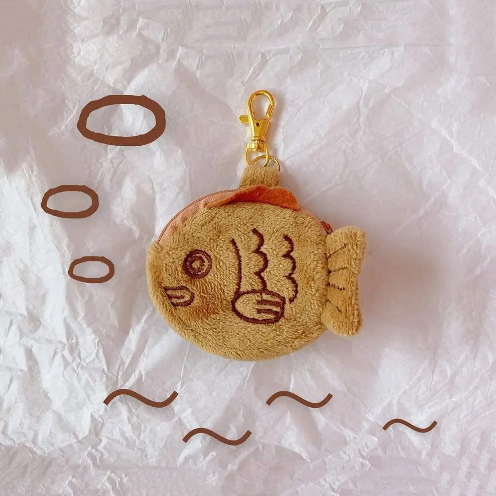 Portachiavi Borsa in peluche Portafoglio per studenti Mini pacchetto di carte Portamonete per pesci piccoli Portachiavi Portamonete Taiyaki morbido Portafoglio con cerniera